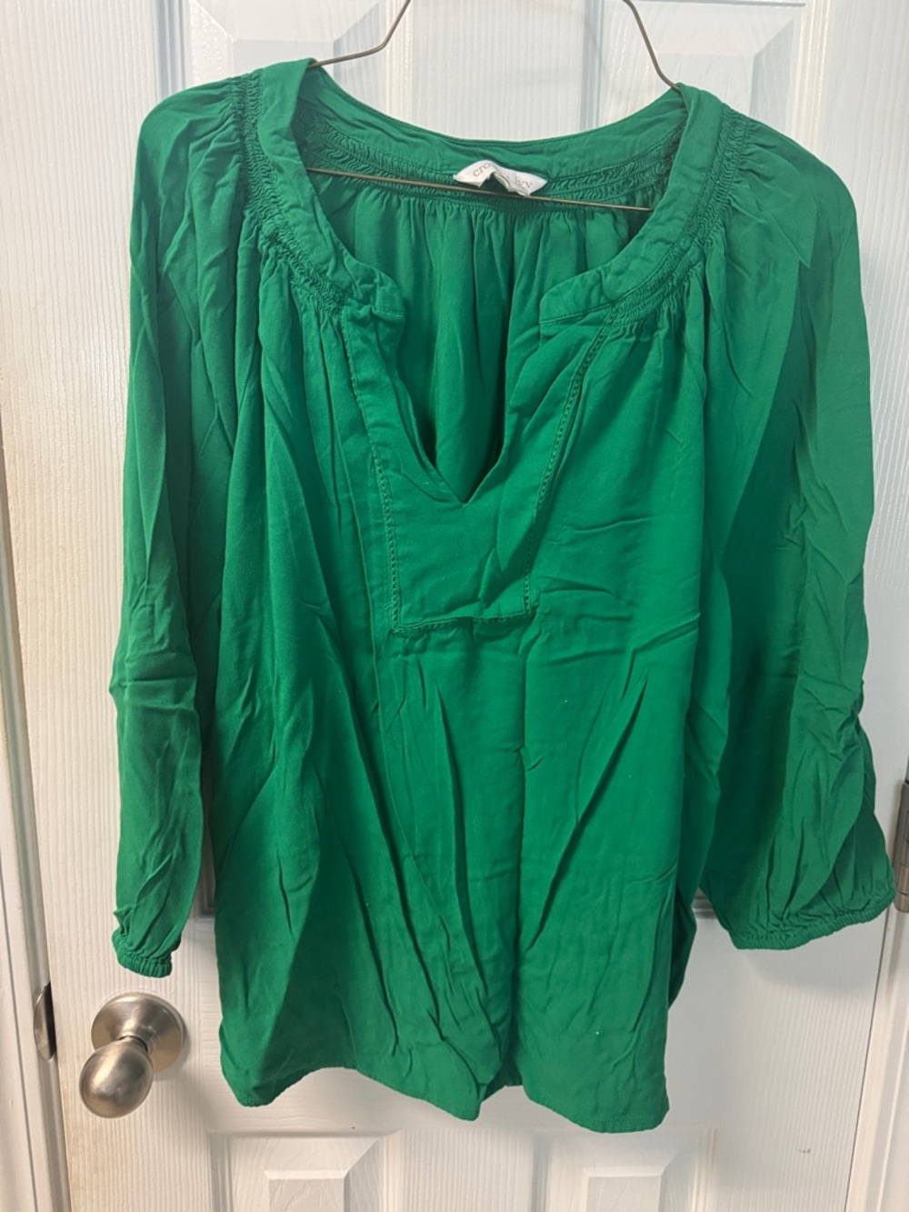 crown & ivy Emerald Green Peasant Tunic Top
